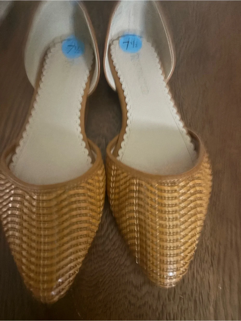 Restricted Woven Pointed-Toe Flats in Brown